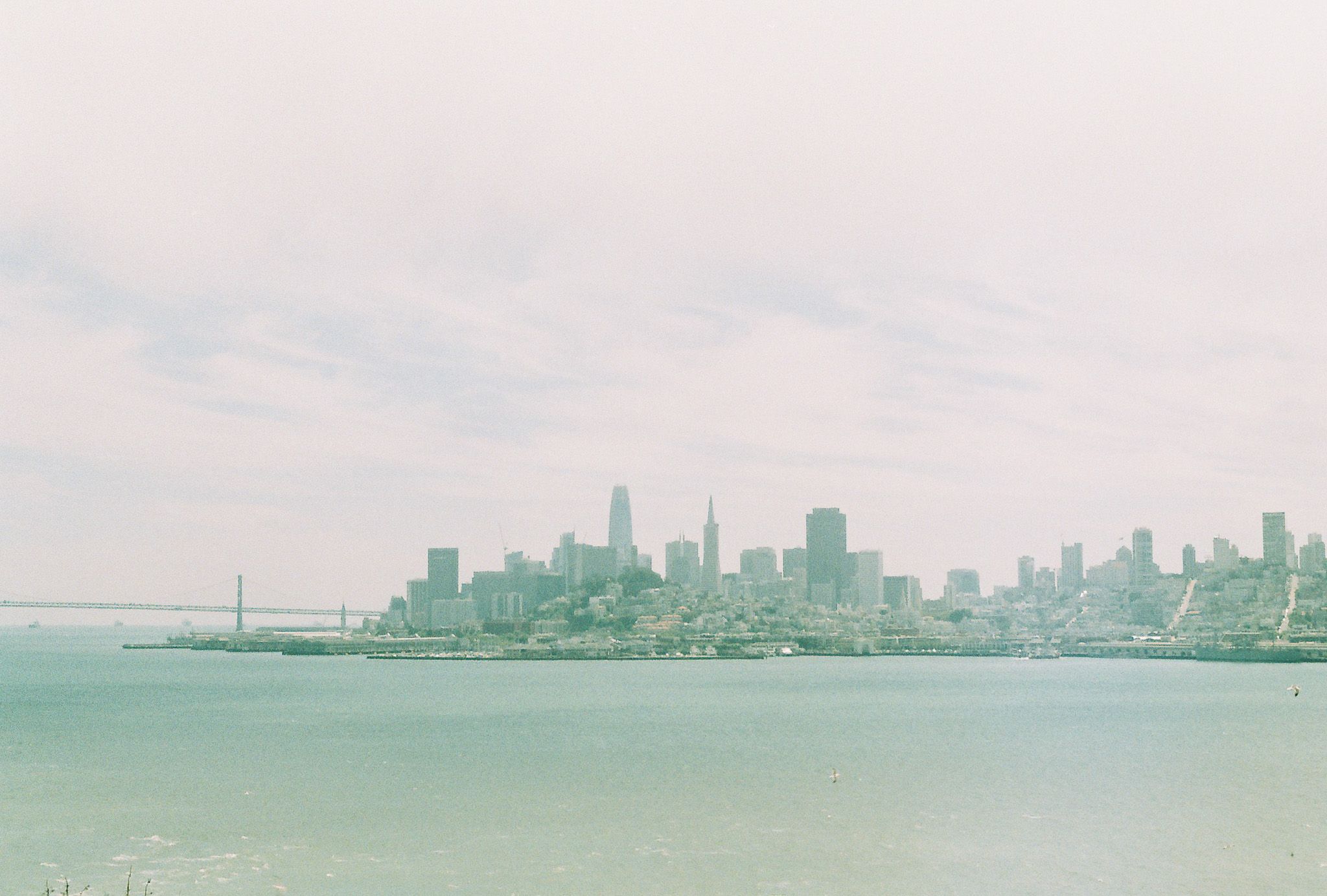 San Francisco skyline, fog over the city